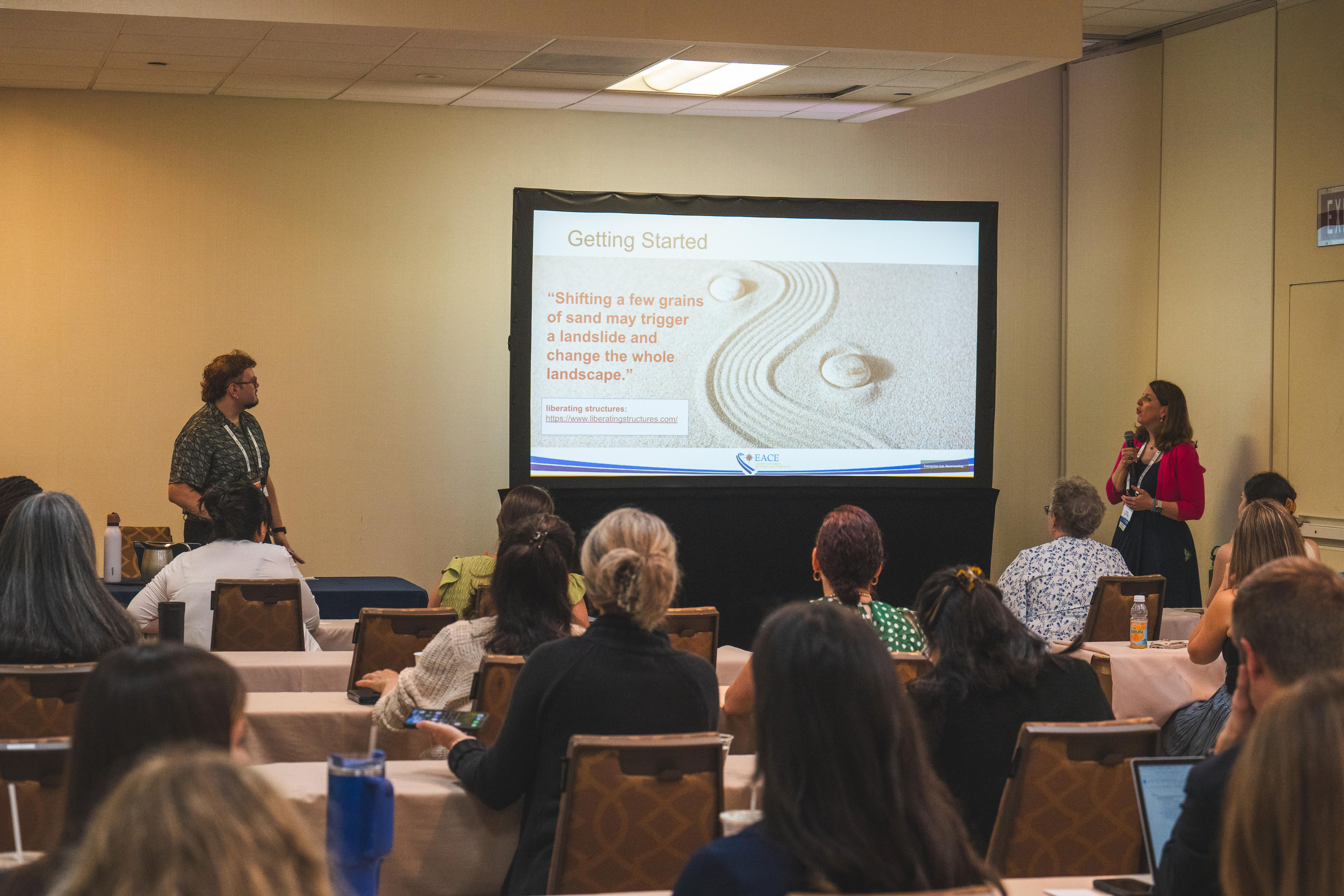 Andres Perez Correa and Claire Klieger Presenting